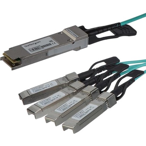 StarTech.com QSFP4X10GAO5 AOC Breakout Cable for Cisco QSFP-4X10G-AOC5M ...